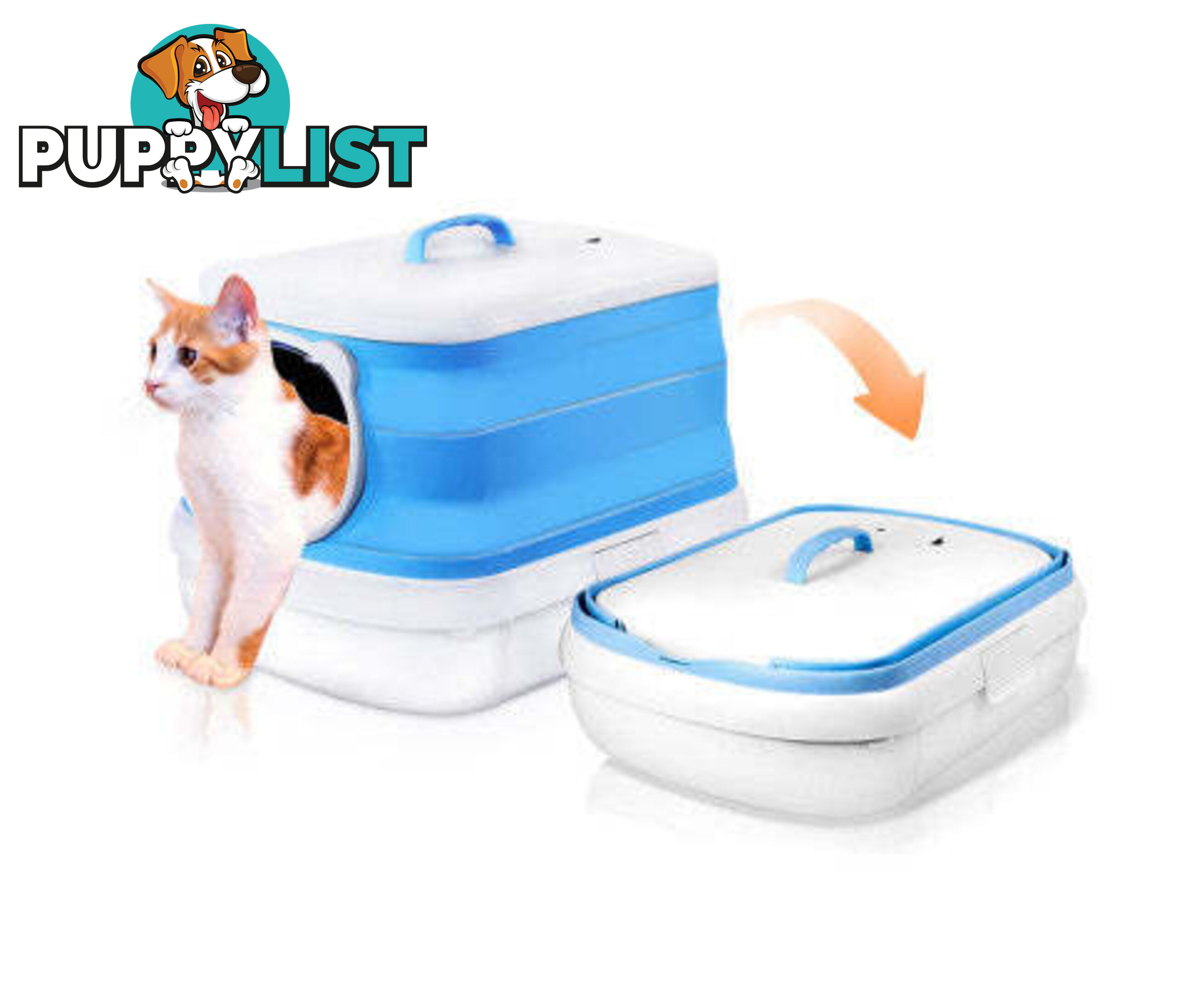 Large Foldable Plastic Cat Litter Box - Easy Cleaning - V488-PCFCB-GR