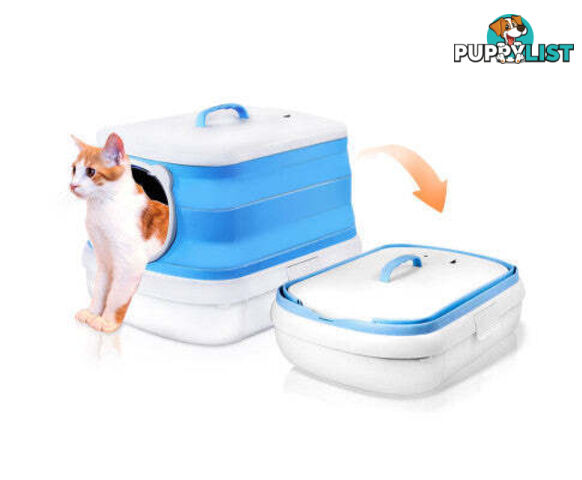 Large Foldable Plastic Cat Litter Box - Easy Cleaning - V488-PCFCB-GR