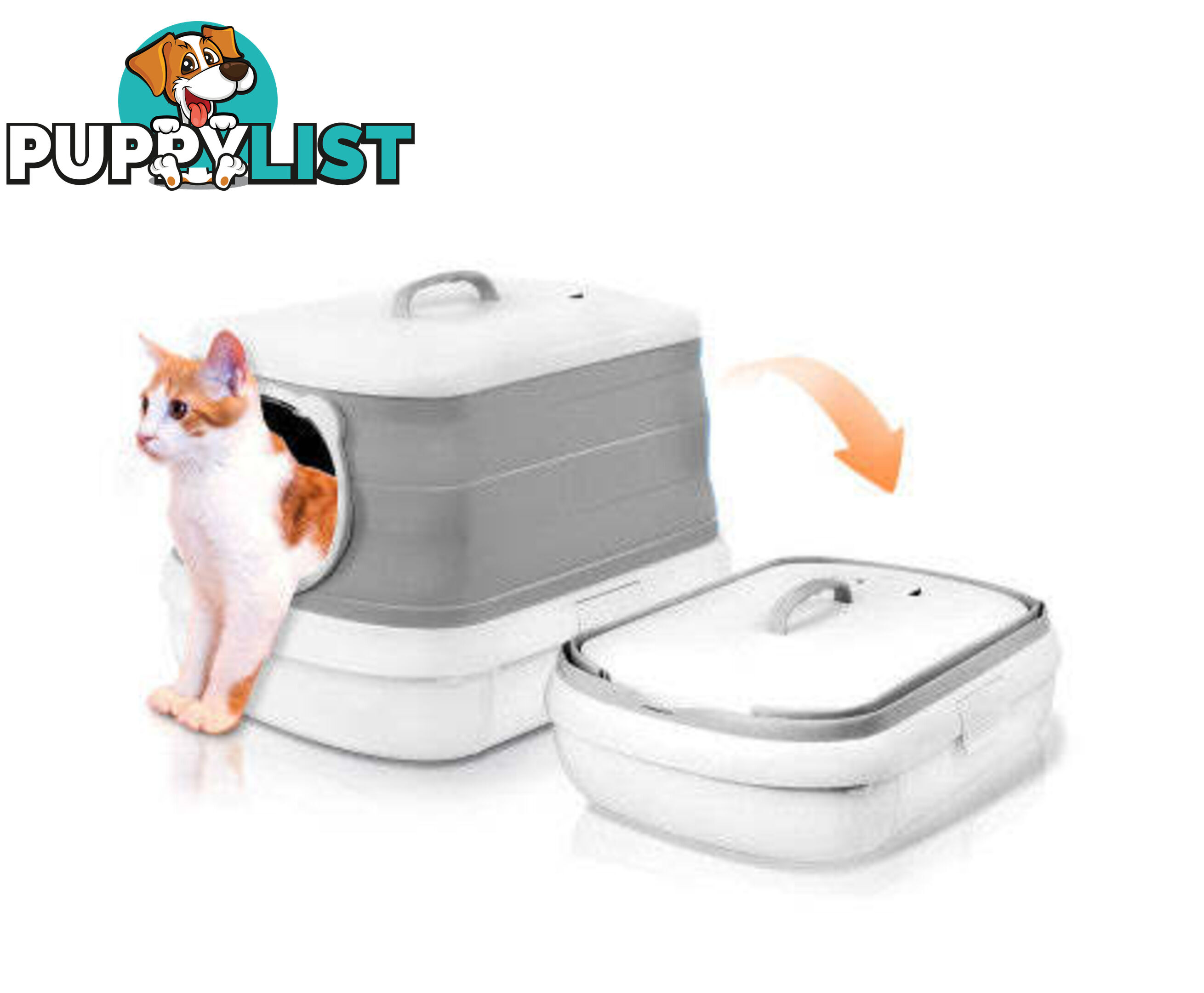 Large Foldable Plastic Cat Litter Box - Easy Cleaning - V488-PCFCB-GR