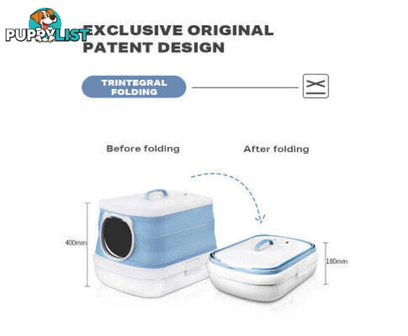 Large Foldable Plastic Cat Litter Box - Easy Cleaning - V488-PCFCB-GR