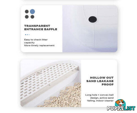 Large Foldable Plastic Cat Litter Box - Easy Cleaning - V488-PCFCB-GR