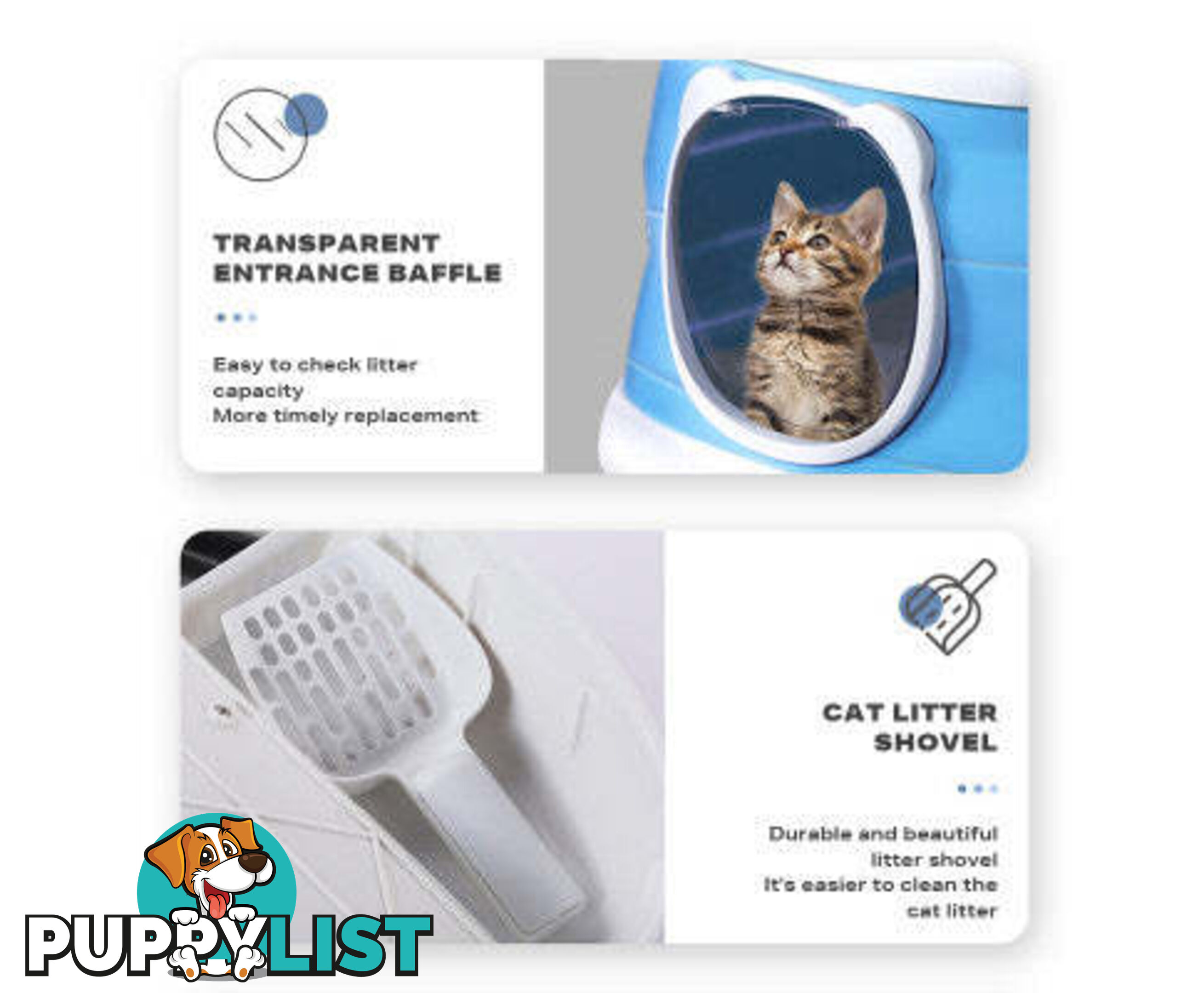Large Foldable Plastic Cat Litter Box - Easy Cleaning - V488-PCFCB-GR
