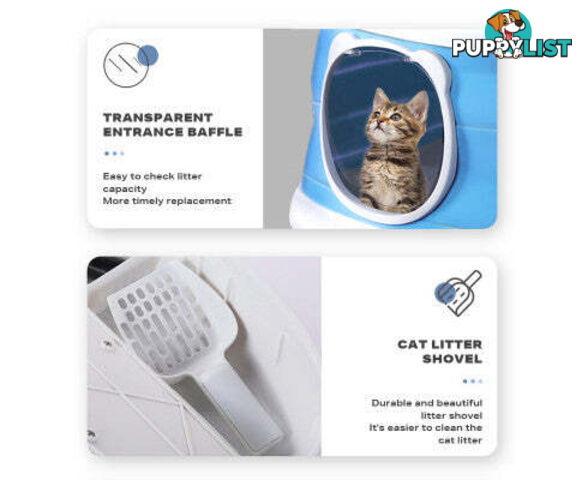 Large Foldable Plastic Cat Litter Box - Easy Cleaning - V488-PCFCB-GR