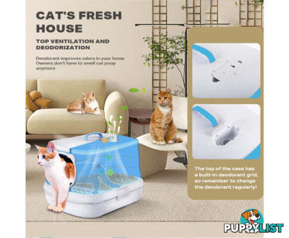 Large Foldable Plastic Cat Litter Box - Easy Cleaning - V488-PCFCB-GR
