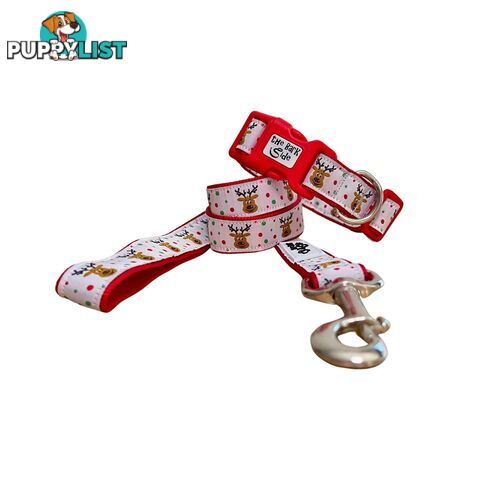Christmas Dog Collar / Reindeer / Santa / XS - L - Hand Made by The Bark Side - TBSCHRSMLHO
