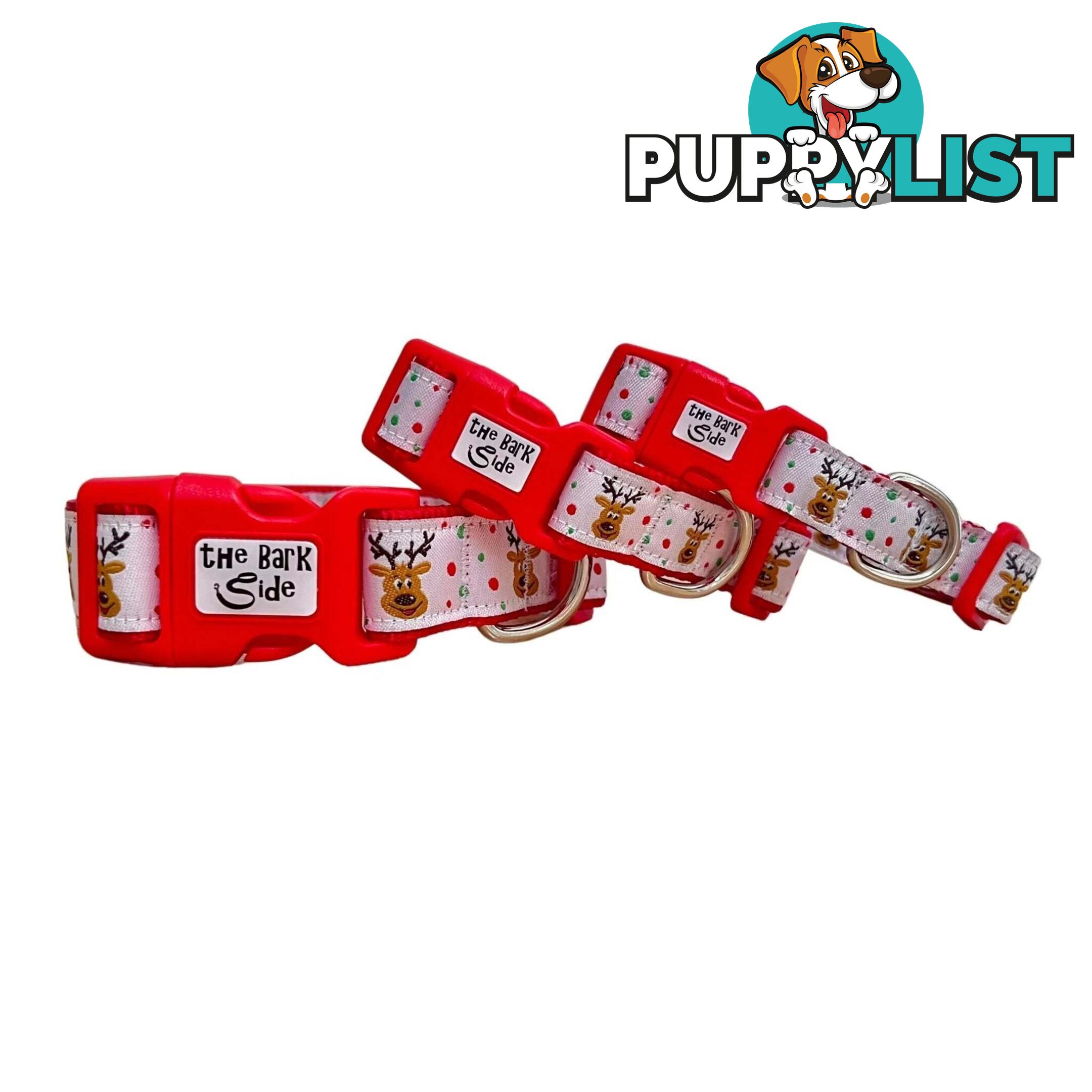 Christmas Dog Collar / Reindeer / Santa / XS - L - Hand Made by The Bark Side - TBSCHRSMLHO