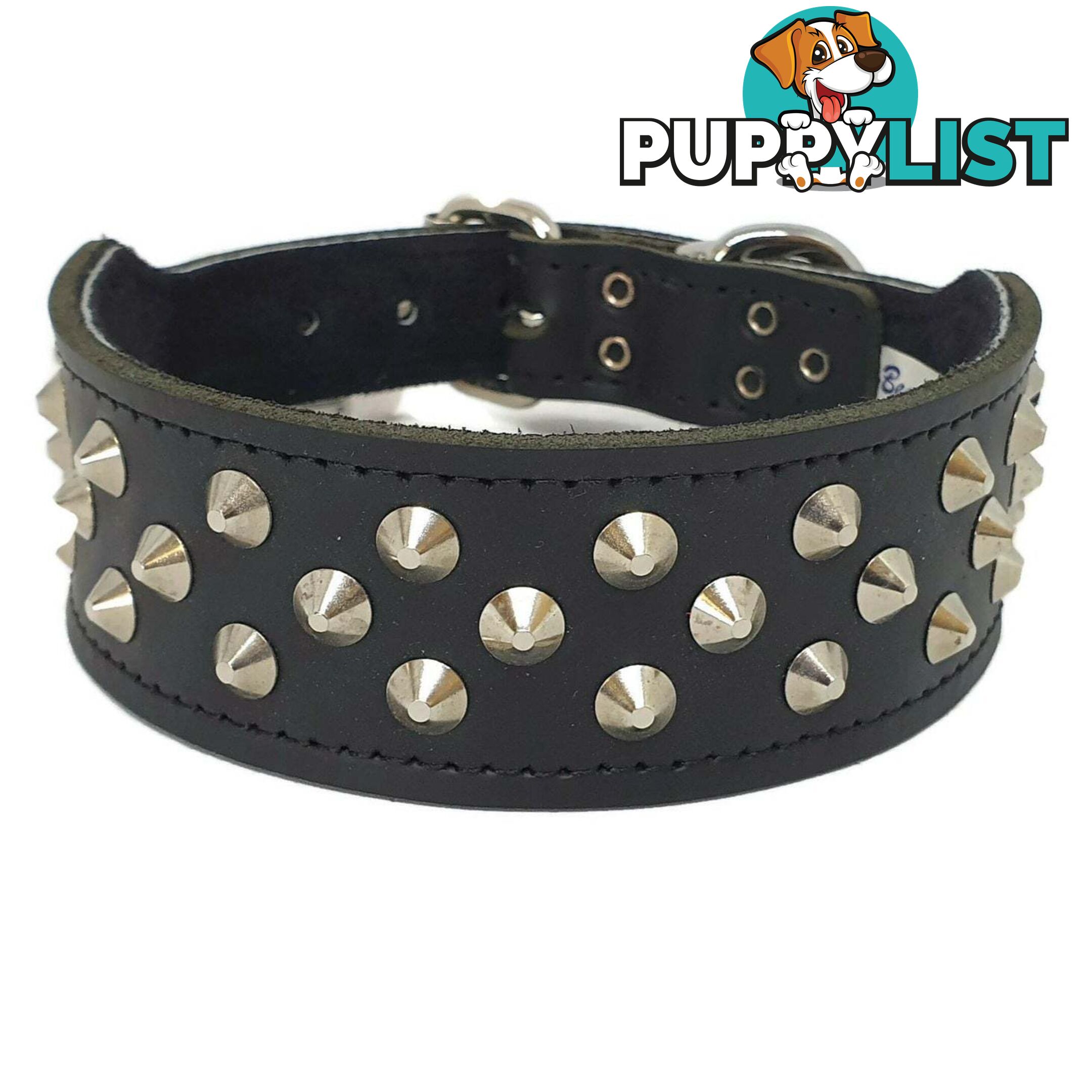 Staffy Leather Studded Dog Collar - Beau Pets - JPP-1044-RED