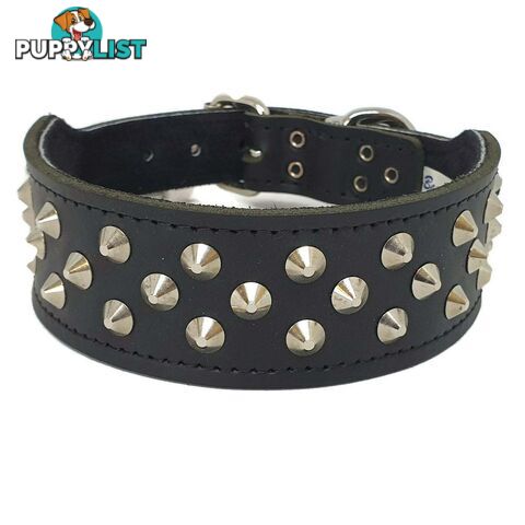 Staffy Leather Studded Dog Collar - Beau Pets - JPP-1044-RED