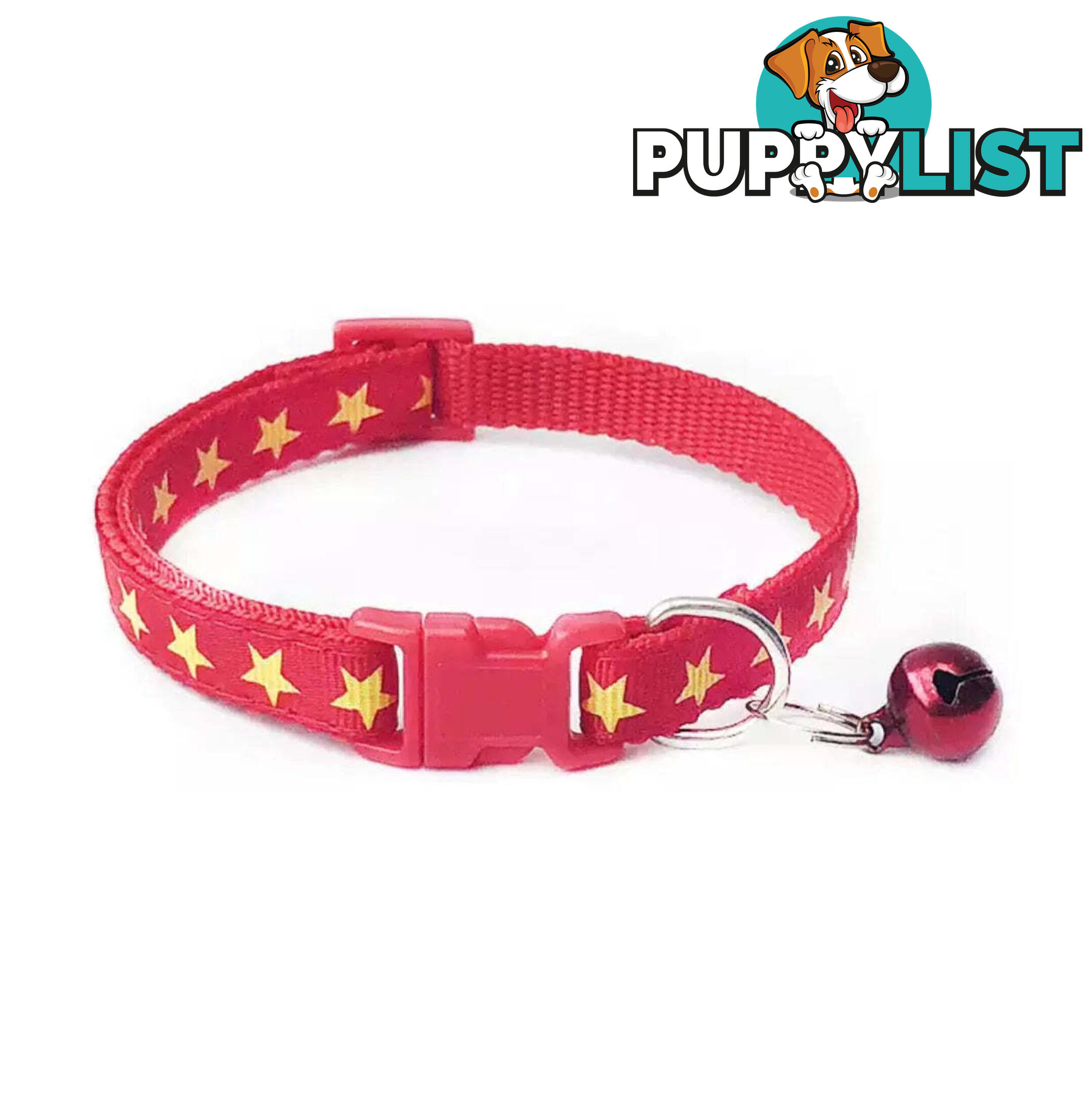Stars Cat Collar / XS - Hand Made by The Bark Side - TBSSTAXSRED
