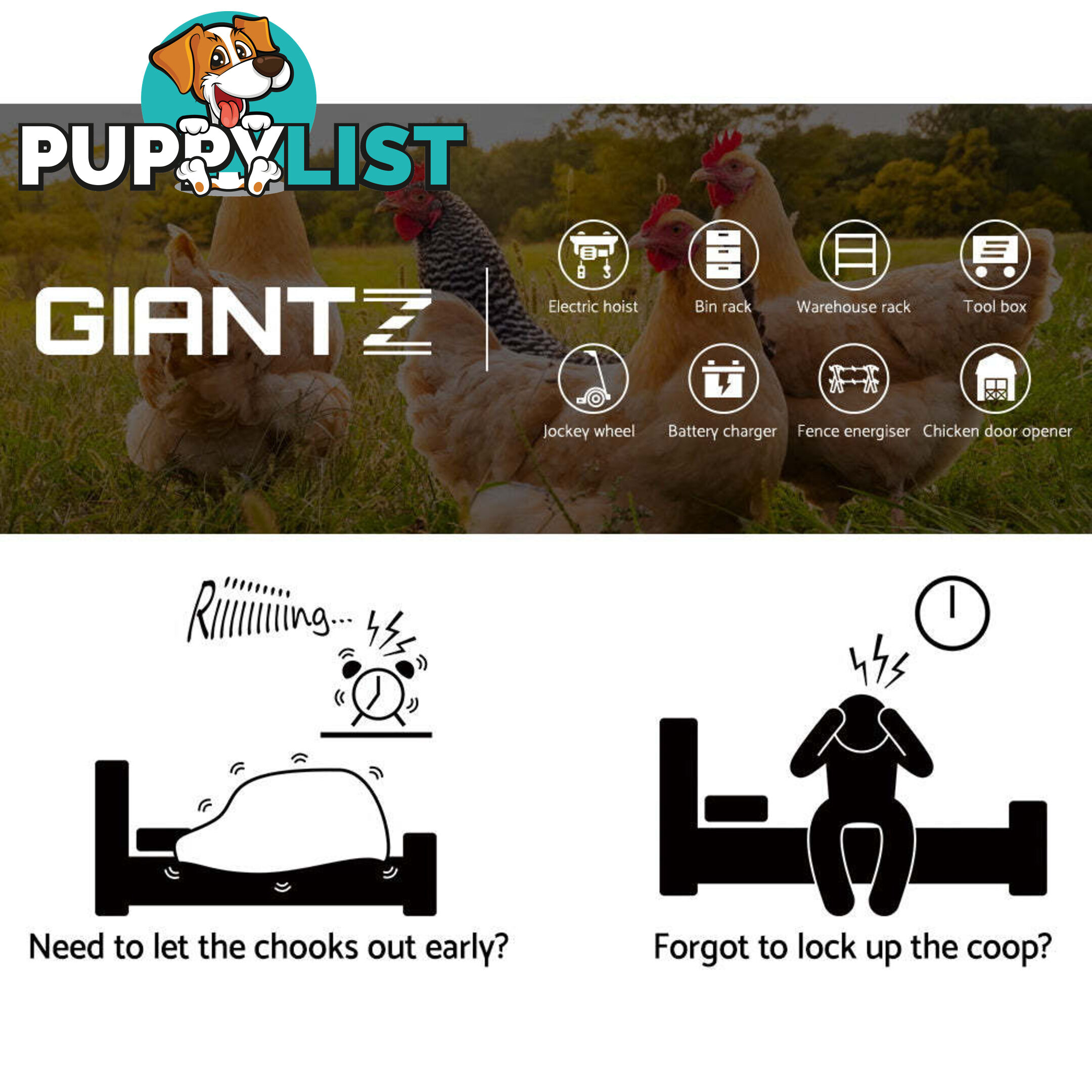 Giantz Automatic Chicken Coop Door Opener - FIK-COOP-DOOR