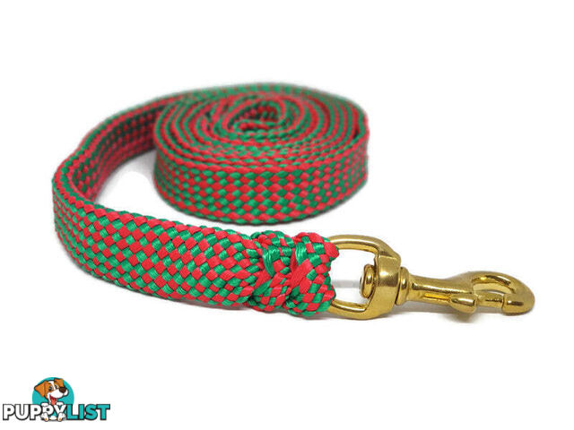 1.8m to 10m Long Dog Lead No Stitching Tough Yarnix 20mm Wide - YNXLD201.8SSREDGRN