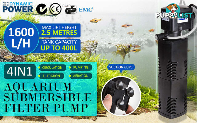 Aquarium Submersible Filter Pond Pump 1600L/H 35W 2.5m - V274-AQ-JP025F-35