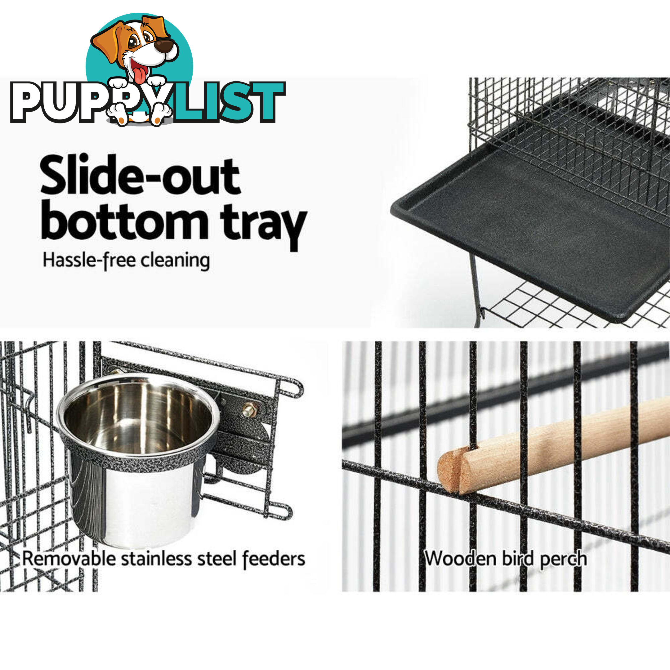 i.Pet Bird Cage 145cm Large Aviary - PET-BIRDCAGE-A102-BK