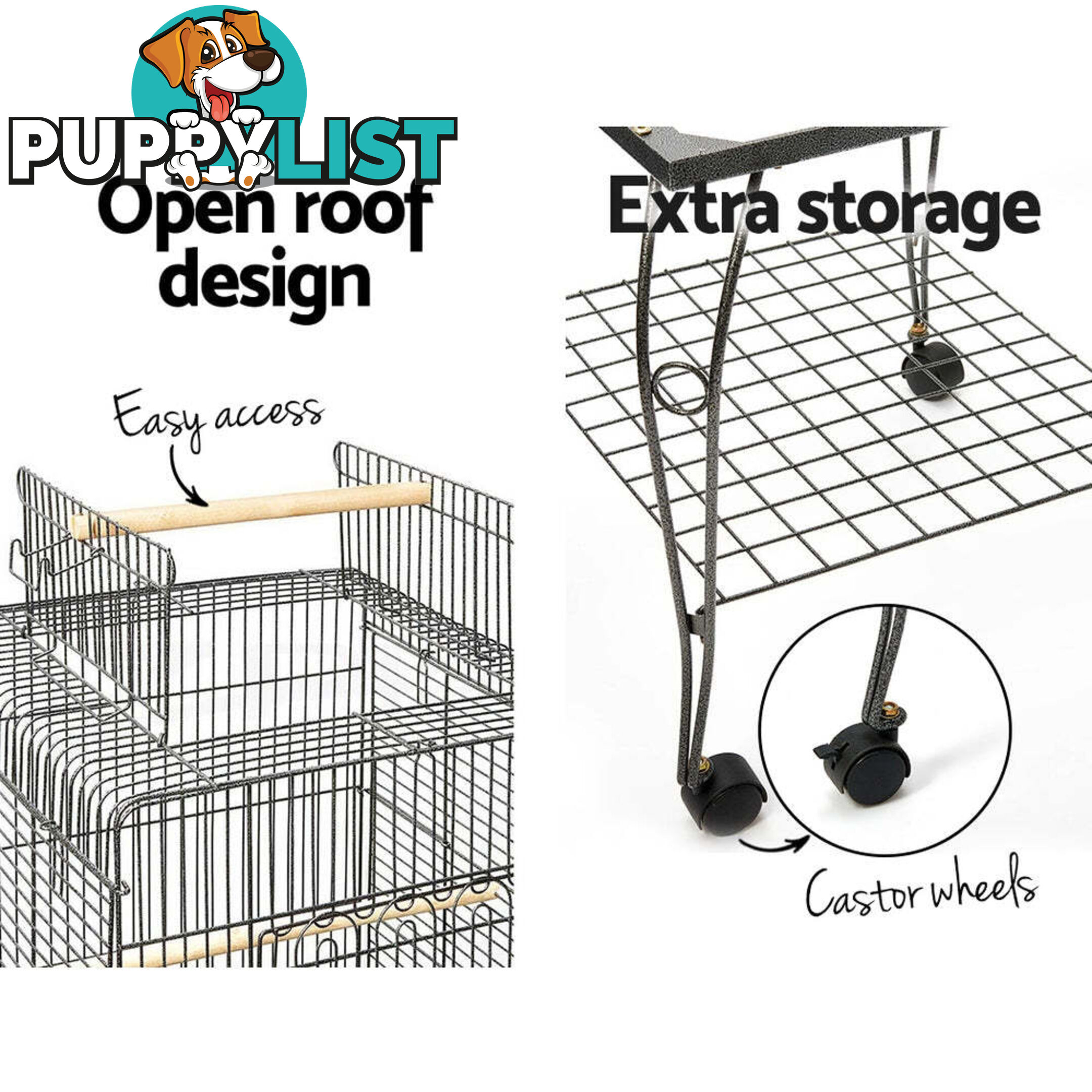i.Pet Bird Cage 145cm Large Aviary - PET-BIRDCAGE-A102-BK