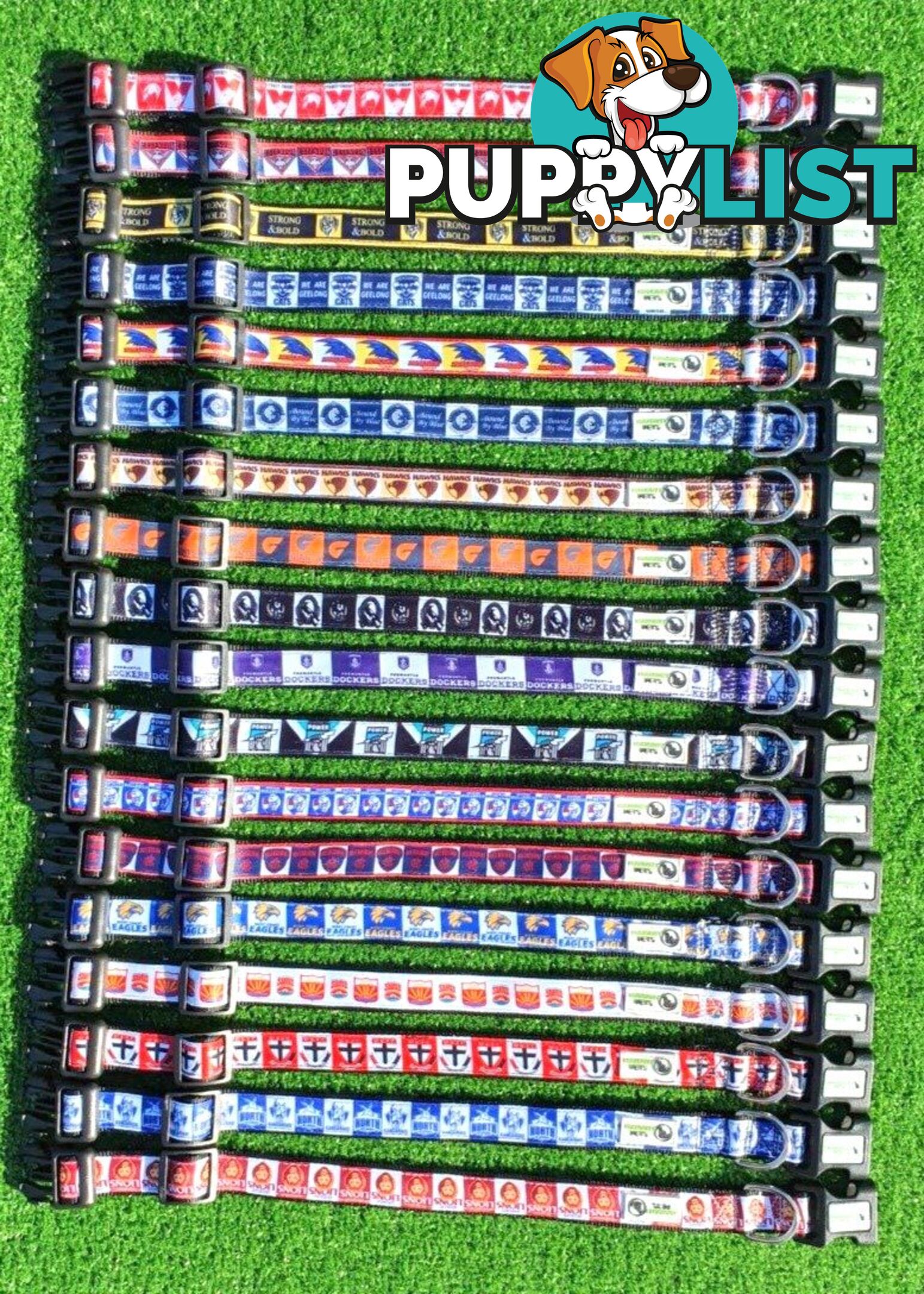 AFL Dog Collars, Footy - Aussie Rules - Moondidley Pets - MDPCOLAFLSPAP