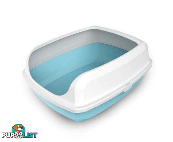 YES4PETS 2 x High Side Large Portable Open Cat Toilet/Litter Box Tray House with Scoop - V278-2-X-MSP-B04-BLUE