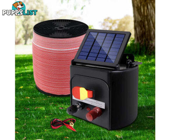 Giantz Electric Fence Energiser 3km, 5km,8km Solar Powered Energizer Set + 1200m or 2000m Tape - SFC-FIK-TAPE-1200M-5KM