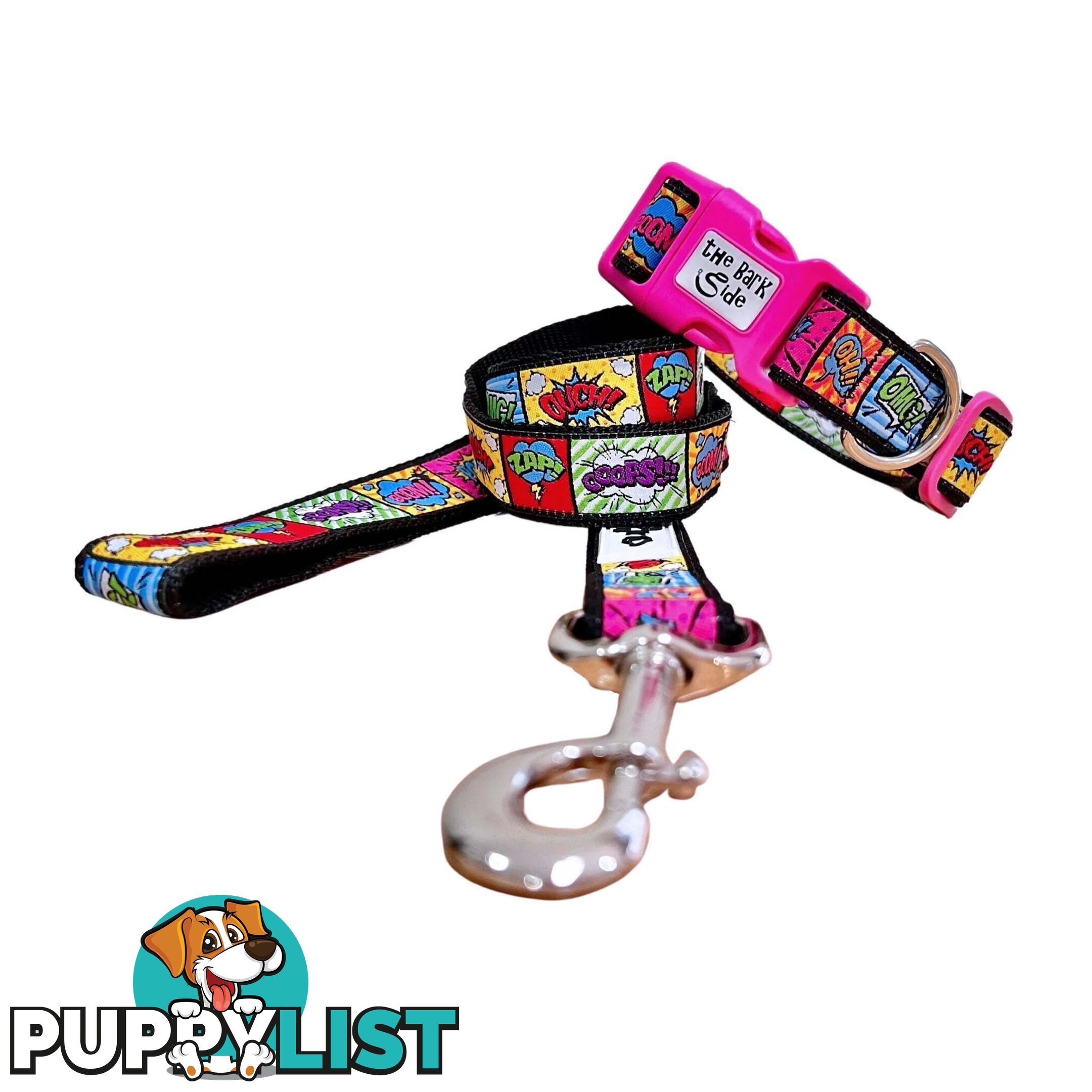 Comic Mania Dog Collar / XS - L - Hand Made by The Bark Side - TBSCOMXSPUR