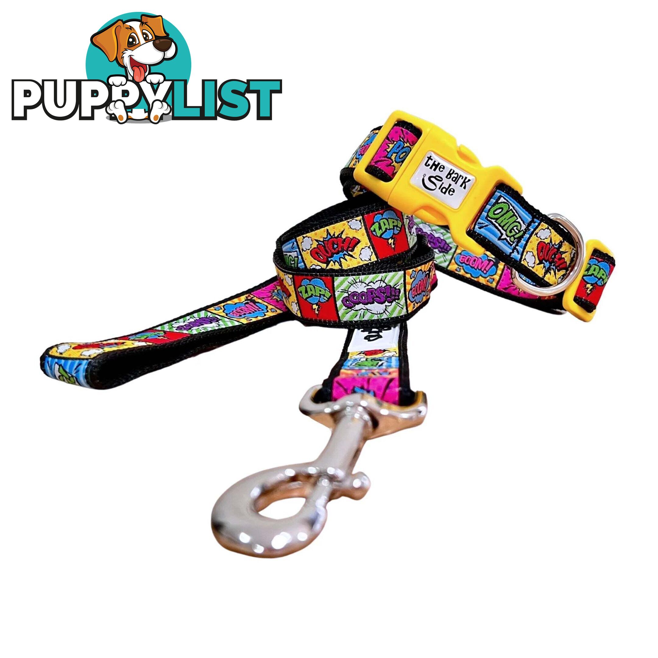 Comic Mania Dog Collar / XS - L - Hand Made by The Bark Side - TBSCOMXSPUR