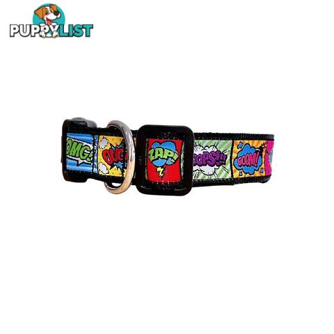 Comic Mania Dog Collar / XS - L - Hand Made by The Bark Side - TBSCOMXSPUR