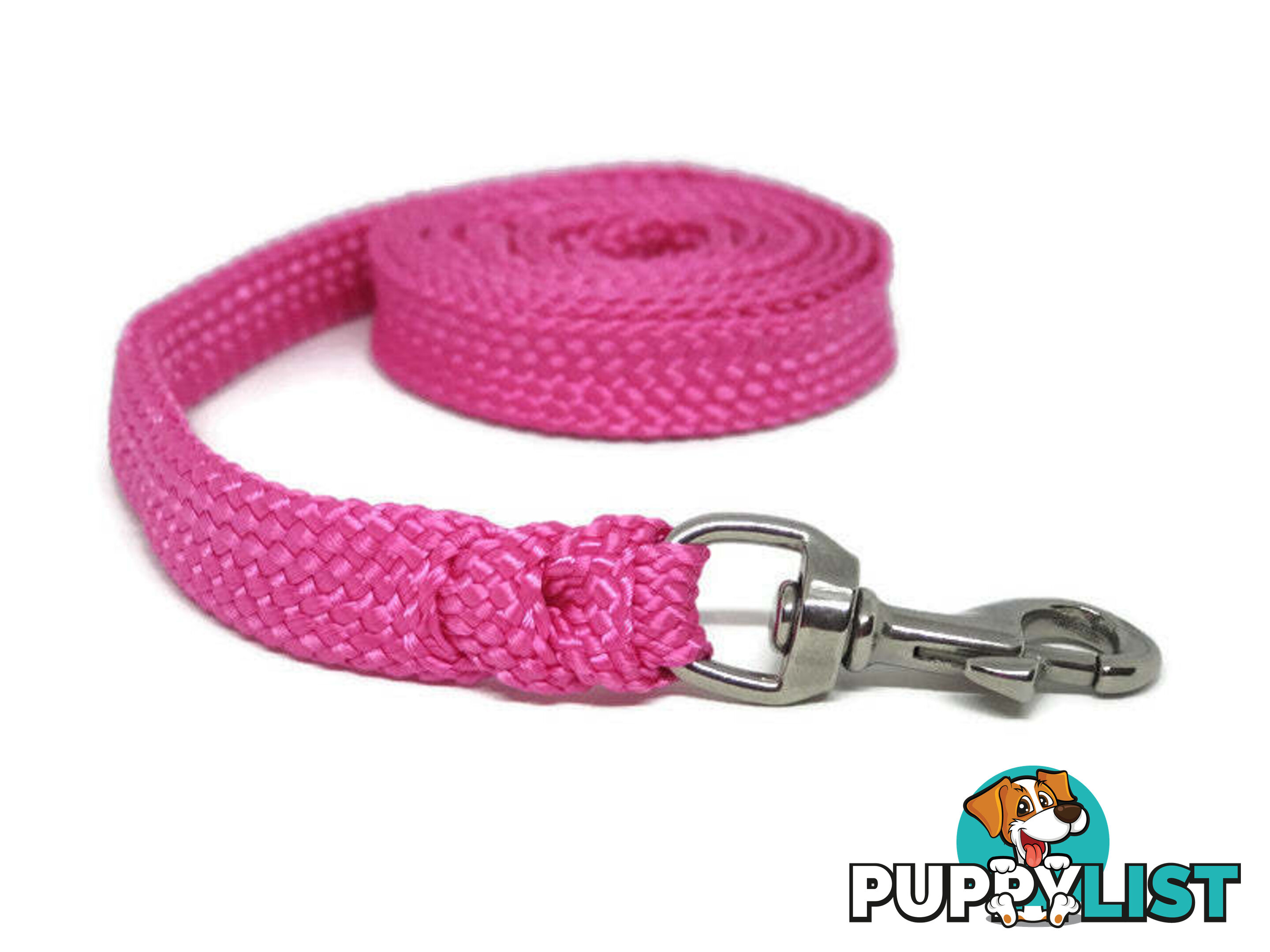 1.8m to 10m Long Dog Lead No Stitching Tough Yarnix 20mm Wide - YNXLD2010SSPNK