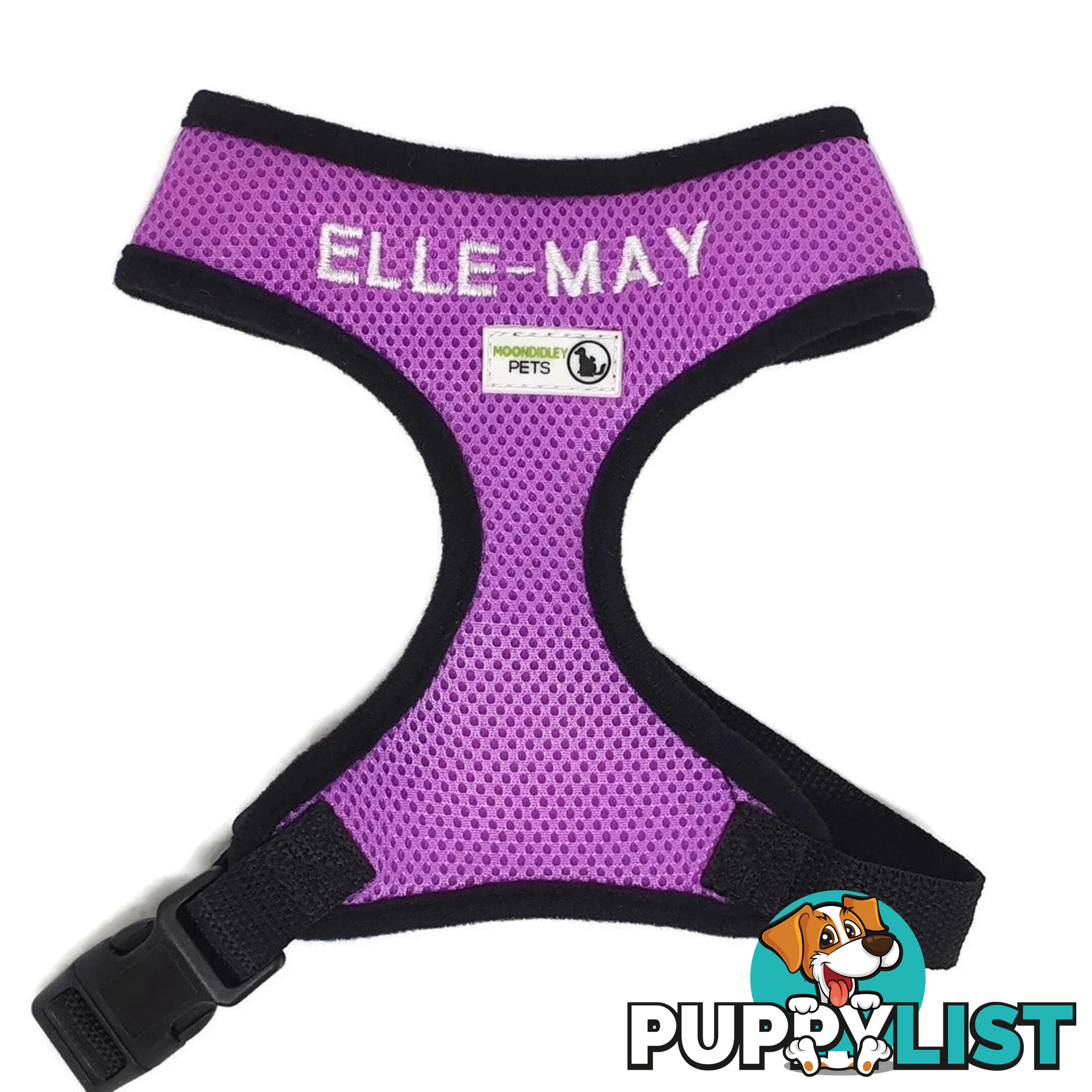 Doggie ID Harness Soft Air Mesh Personalised Embroidered - GC-HAR-ID-RED-XS