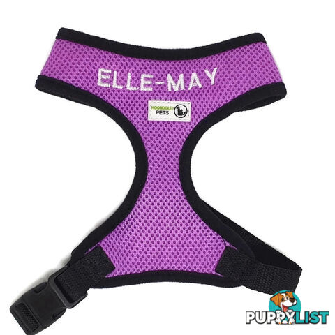 Doggie ID Harness Soft Air Mesh Personalised Embroidered - GC-HAR-ID-RED-XS