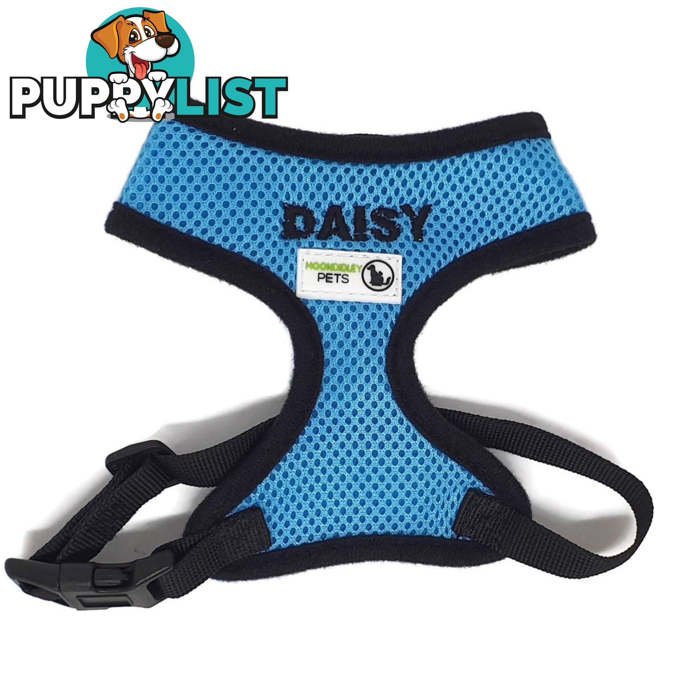 Doggie ID Harness Soft Air Mesh Personalised Embroidered - GC-HAR-ID-RED-XS