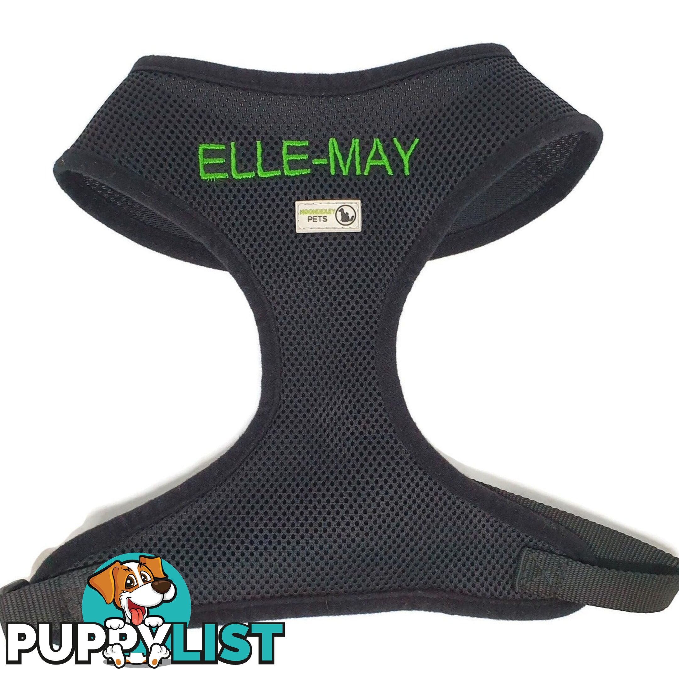 Doggie ID Harness Soft Air Mesh Personalised Embroidered - GC-HAR-ID-RED-XS