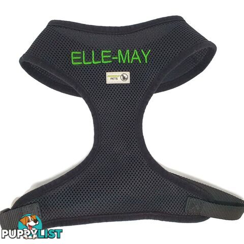 Doggie ID Harness Soft Air Mesh Personalised Embroidered - GC-HAR-ID-RED-XS