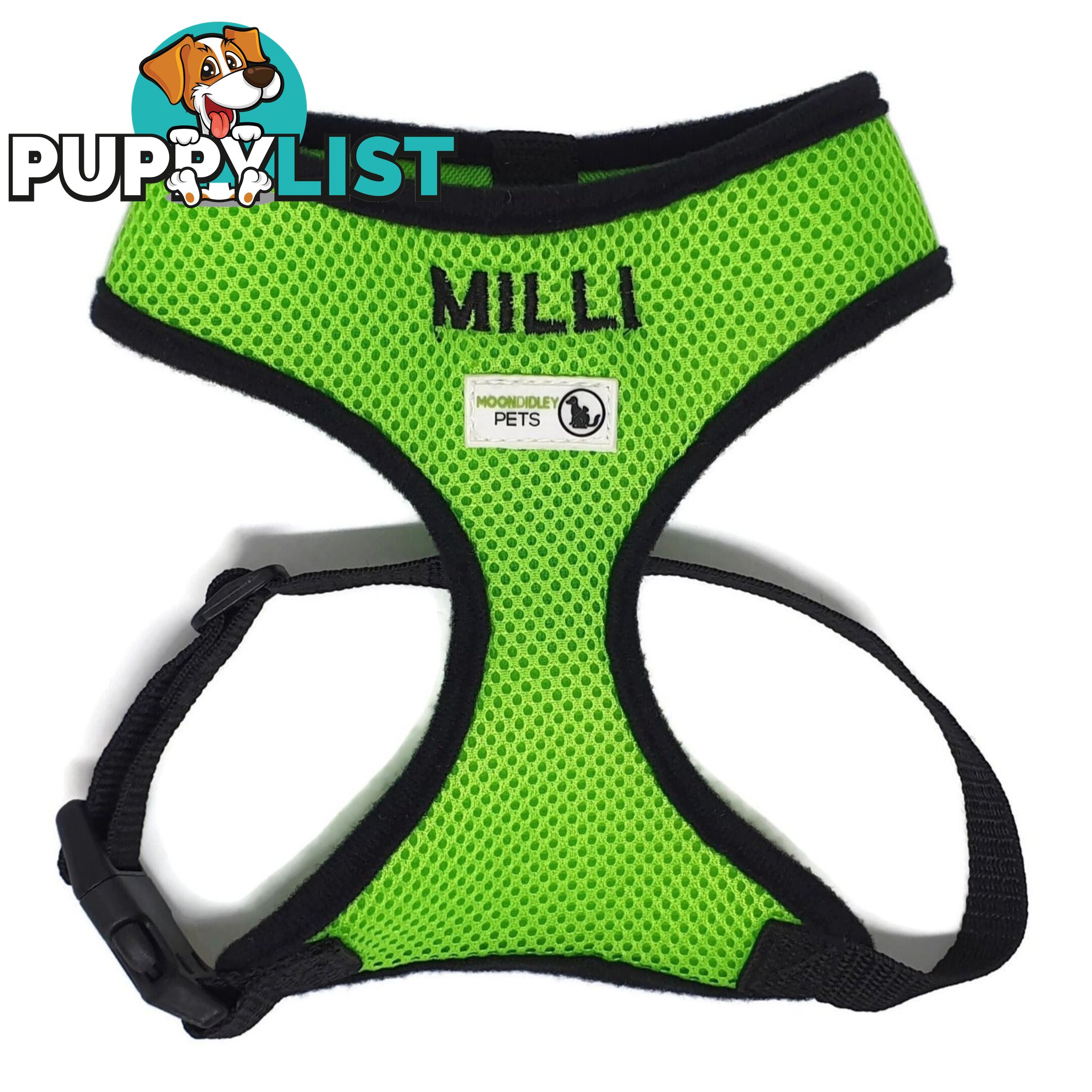 Doggie ID Harness Soft Air Mesh Personalised Embroidered - GC-HAR-ID-RED-XS