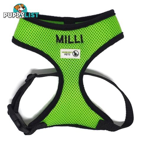 Doggie ID Harness Soft Air Mesh Personalised Embroidered - GC-HAR-ID-RED-XS