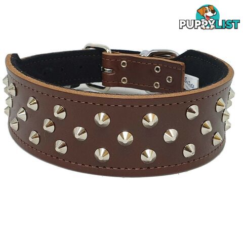 Staffy Leather Studded Dog Collar - Beau Pets - JPP-1042-RED