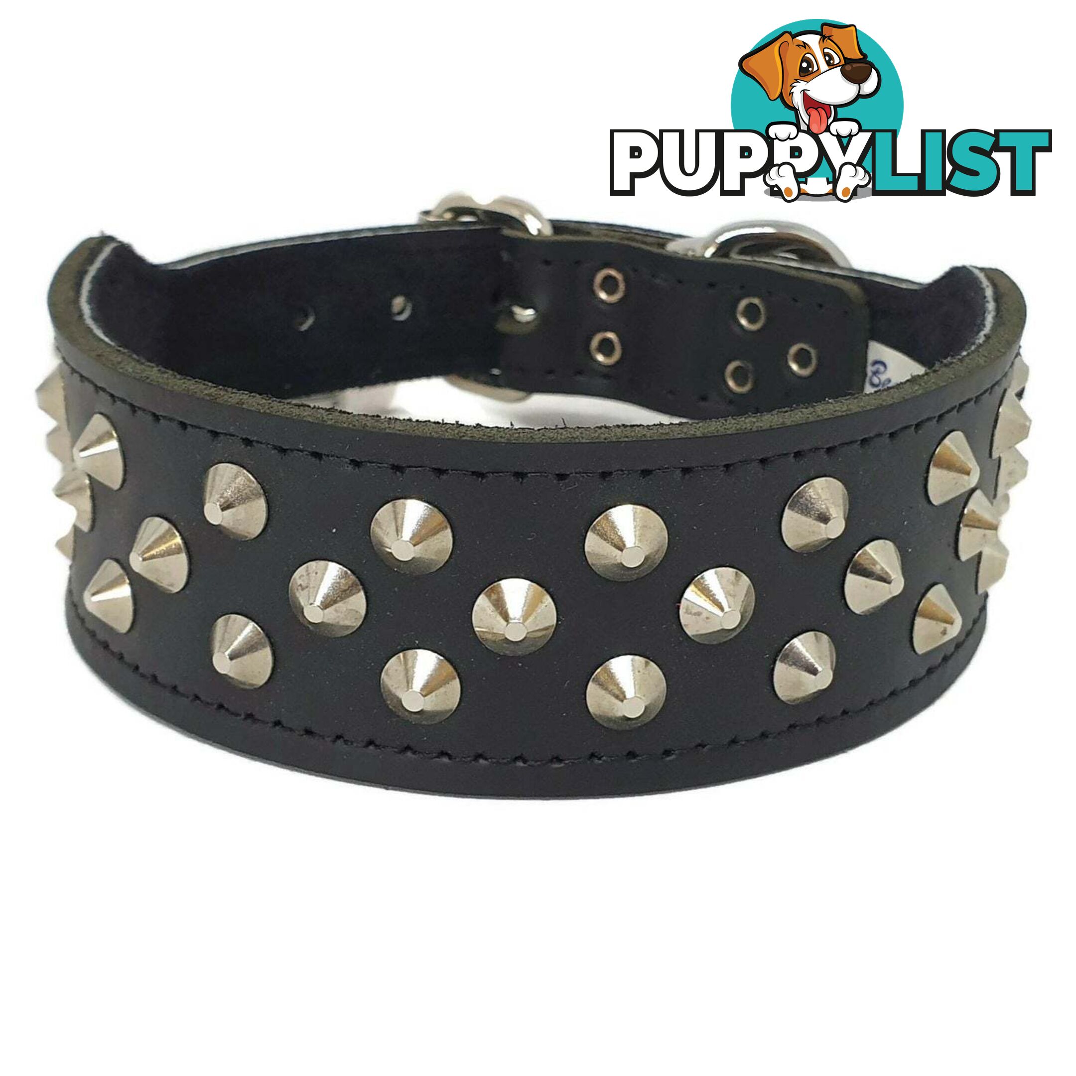 Staffy Leather Studded Dog Collar - Beau Pets - JPP-1042-RED