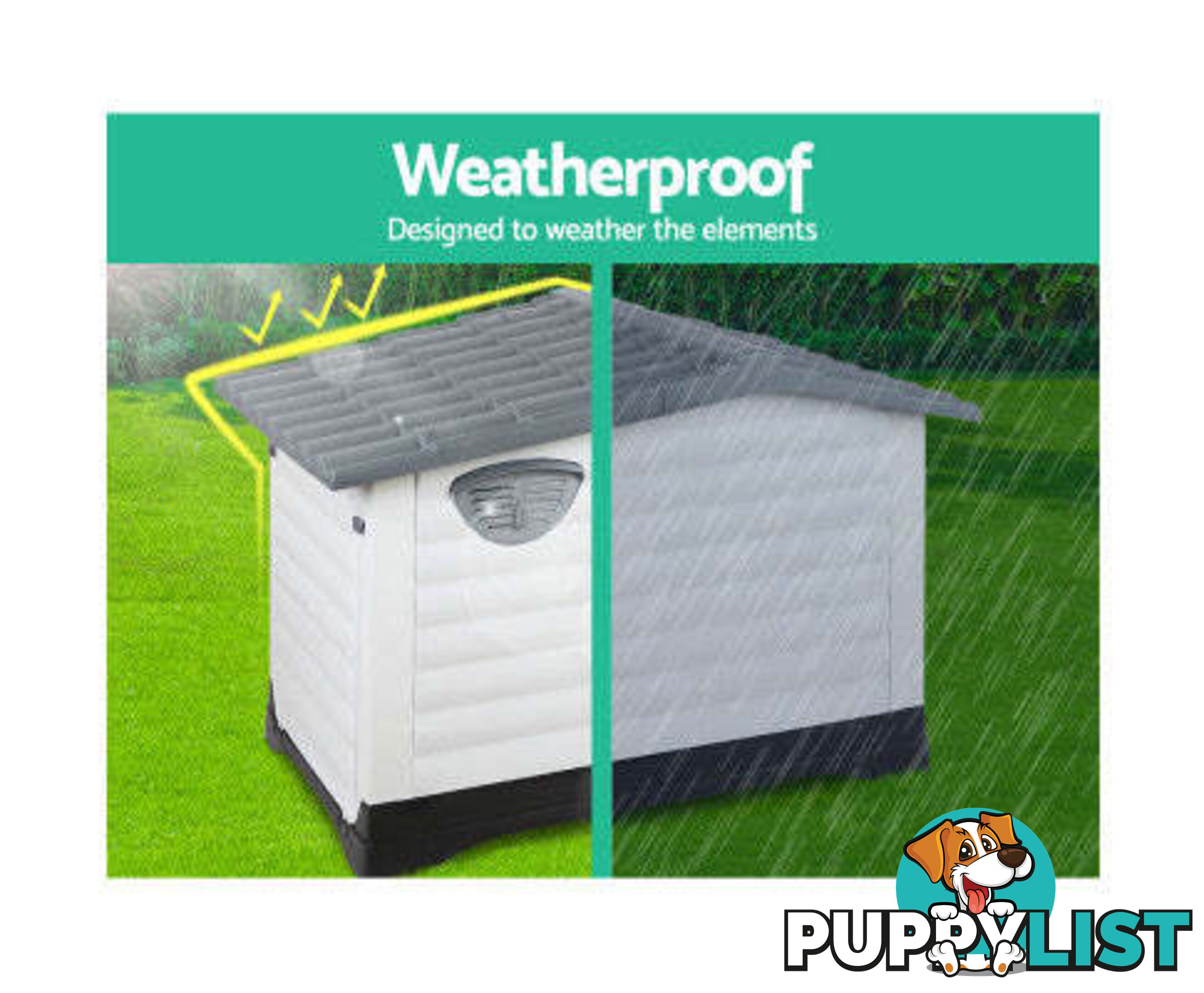 i.Pet Dog Kennel House Outdoor Plastic Puppy Shelter - PET-DH-P424-BL