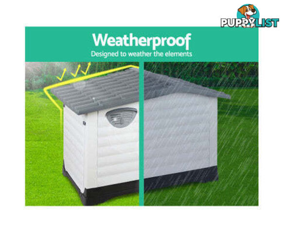 i.Pet Dog Kennel House Outdoor Plastic Puppy Shelter - PET-DH-P424-BL