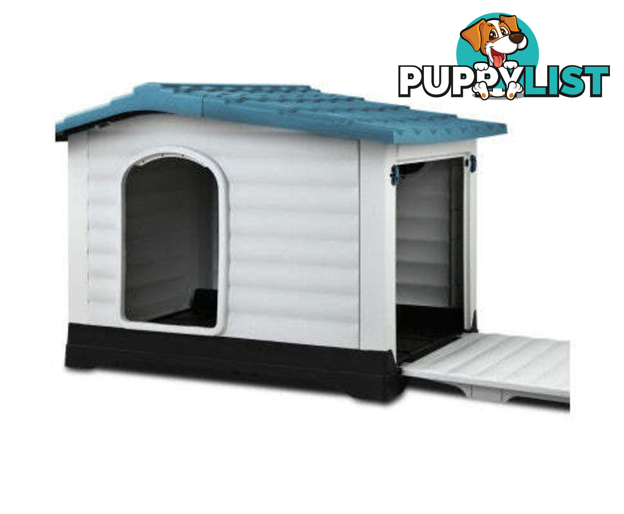 i.Pet Dog Kennel House Outdoor Plastic Puppy Shelter - PET-DH-P424-BL
