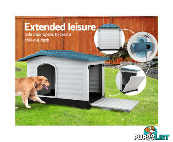 i.Pet Dog Kennel House Outdoor Plastic Puppy Shelter - PET-DH-P424-BL