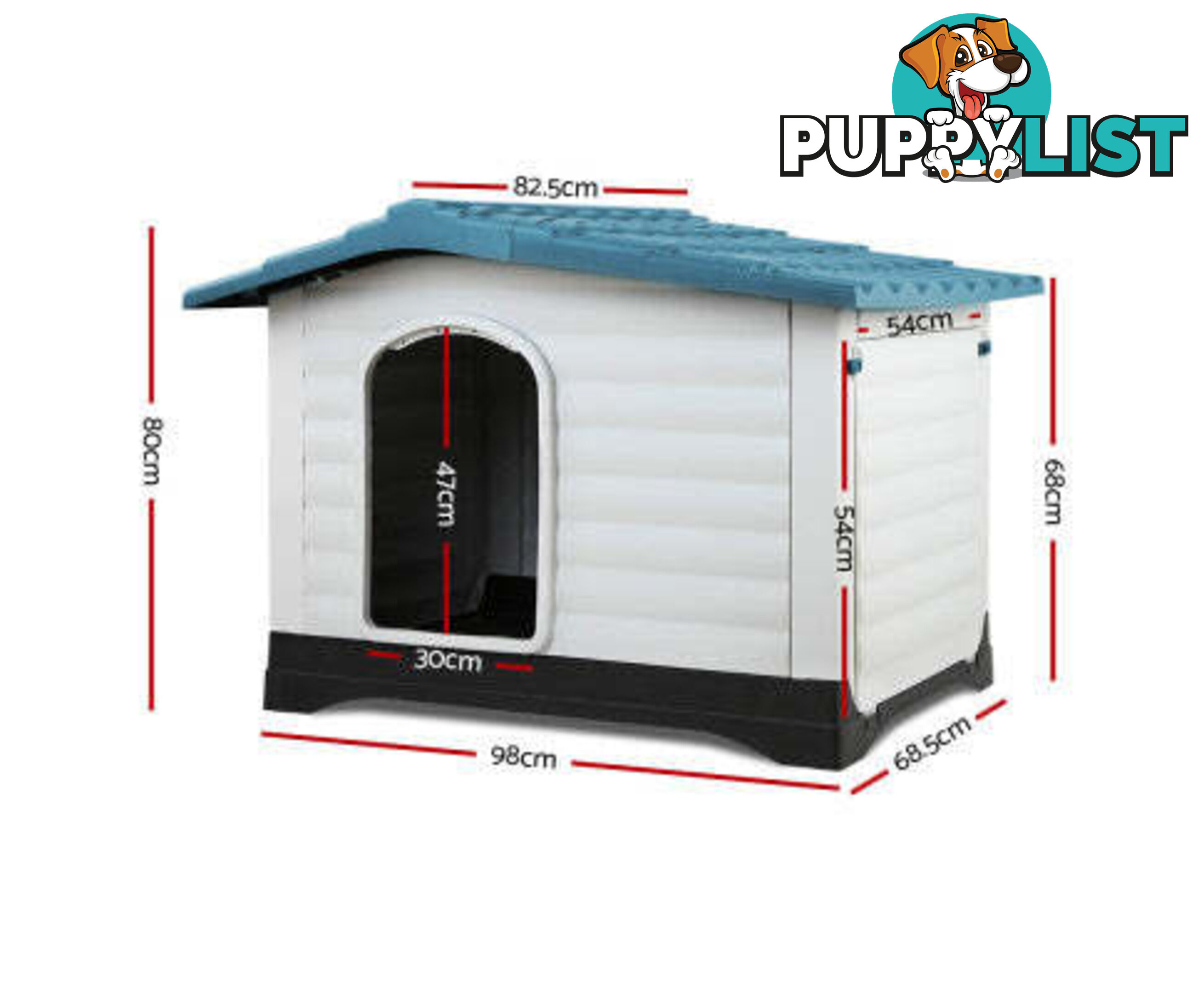 i.Pet Dog Kennel House Outdoor Plastic Puppy Shelter - PET-DH-P424-BL