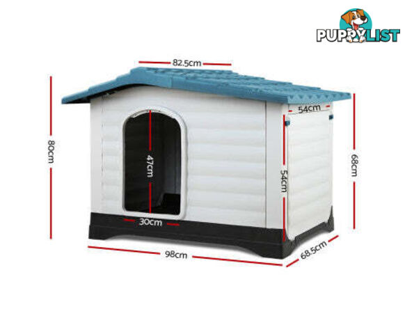 i.Pet Dog Kennel House Outdoor Plastic Puppy Shelter - PET-DH-P424-BL