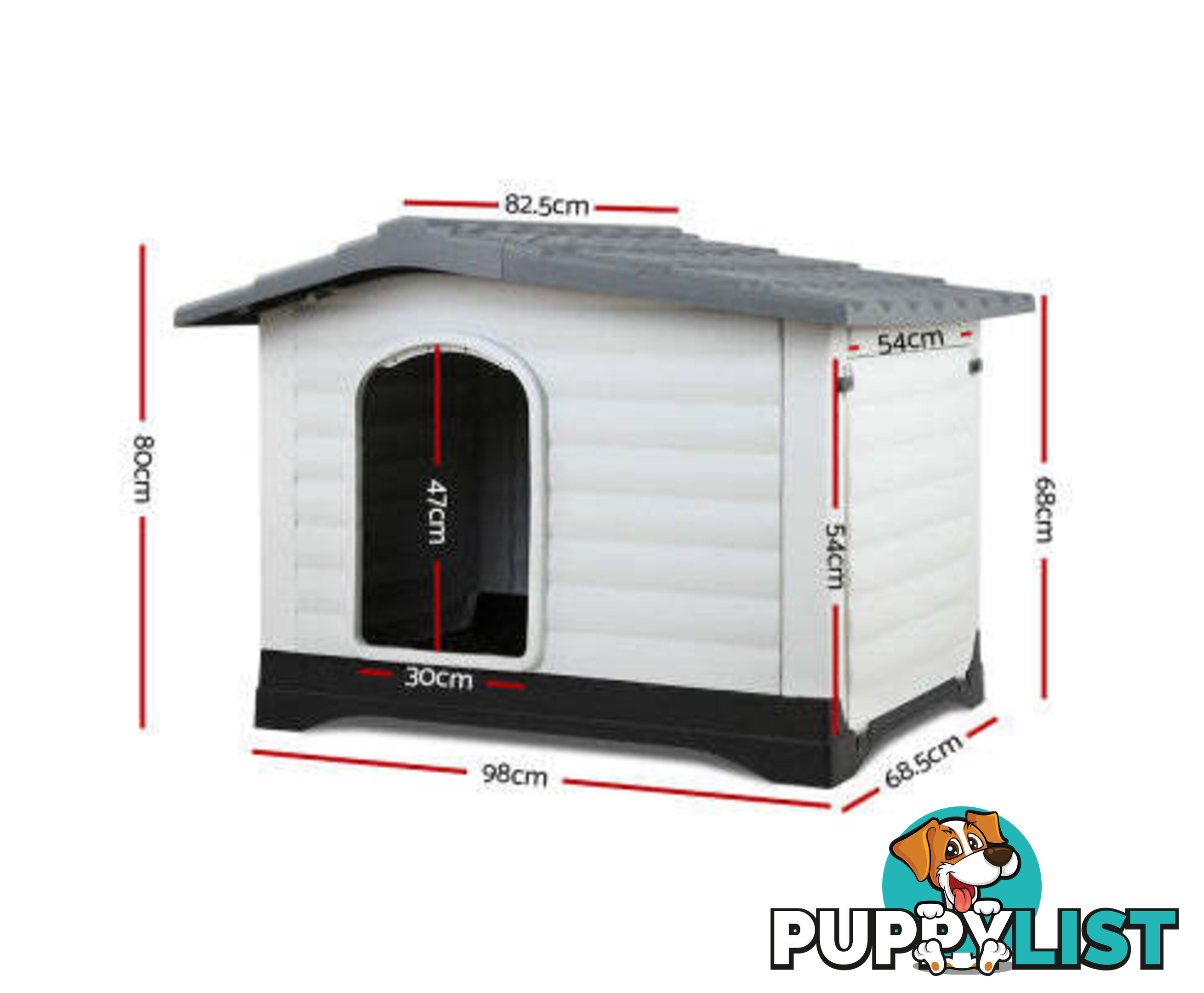 i.Pet Dog Kennel House Outdoor Plastic Puppy Shelter - PET-DH-P424-BL