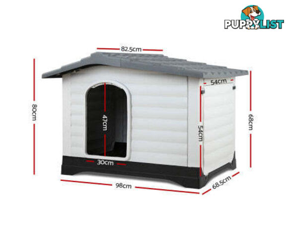 i.Pet Dog Kennel House Outdoor Plastic Puppy Shelter - PET-DH-P424-BL