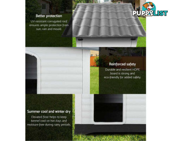 i.Pet Dog Kennel House Outdoor Plastic Puppy Shelter - PET-DH-P424-BL
