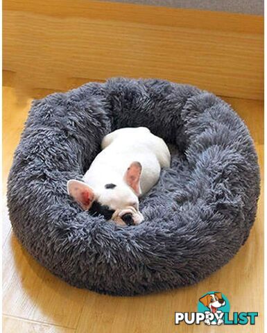Soft Dog Bed Round Washable Plush Cat Bed Sofa Small 50cm - V324-PETDB-DGREY-50