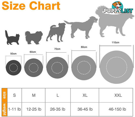 Soft Dog Bed Round Washable Plush Cat Bed Sofa Small 50cm - V324-PETDB-DGREY-50