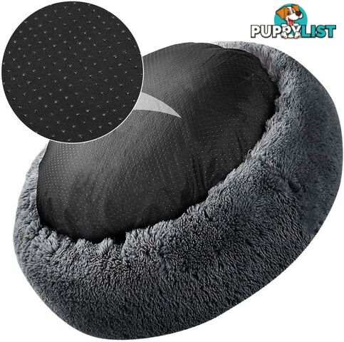 Soft Dog Bed Round Washable Plush Cat Bed Sofa Small 50cm - V324-PETDB-DGREY-50