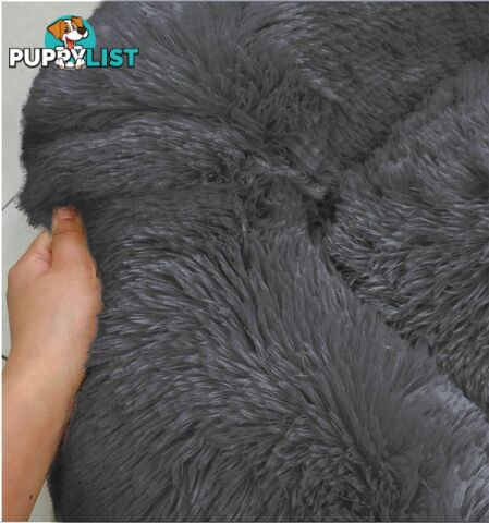 Soft Dog Bed Round Washable Plush Cat Bed Sofa Small 50cm - V324-PETDB-DGREY-50