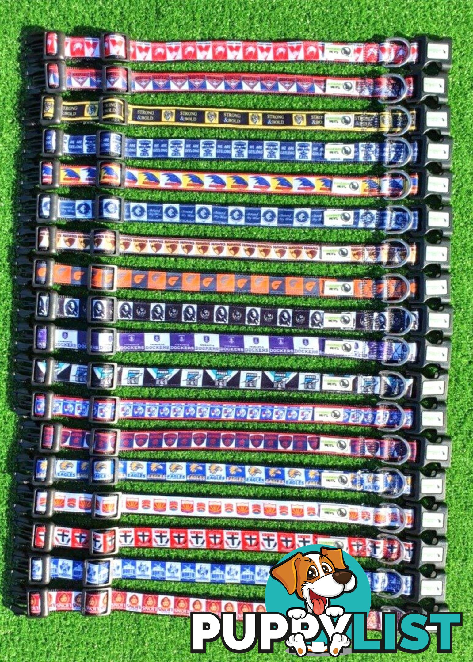 AFL Dog Collars, Footy - Aussie Rules - Moondidley Pets - MDPCOLAFLMWB