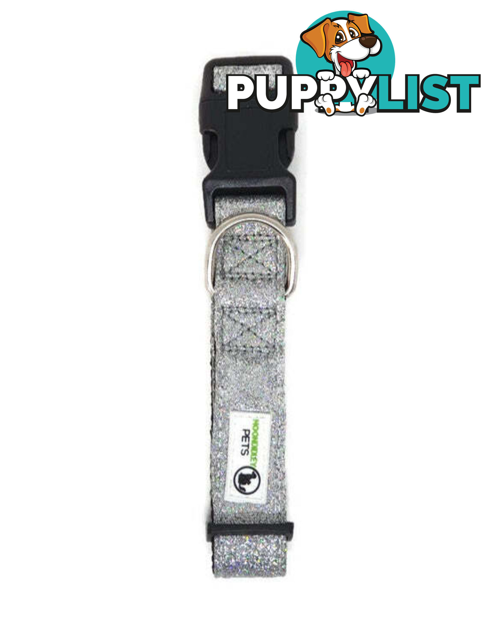 Bling Glitter Overlay Nylon Collar - Breakaway Buckle - Moondidley Pets - MDPCOLBLISBLK