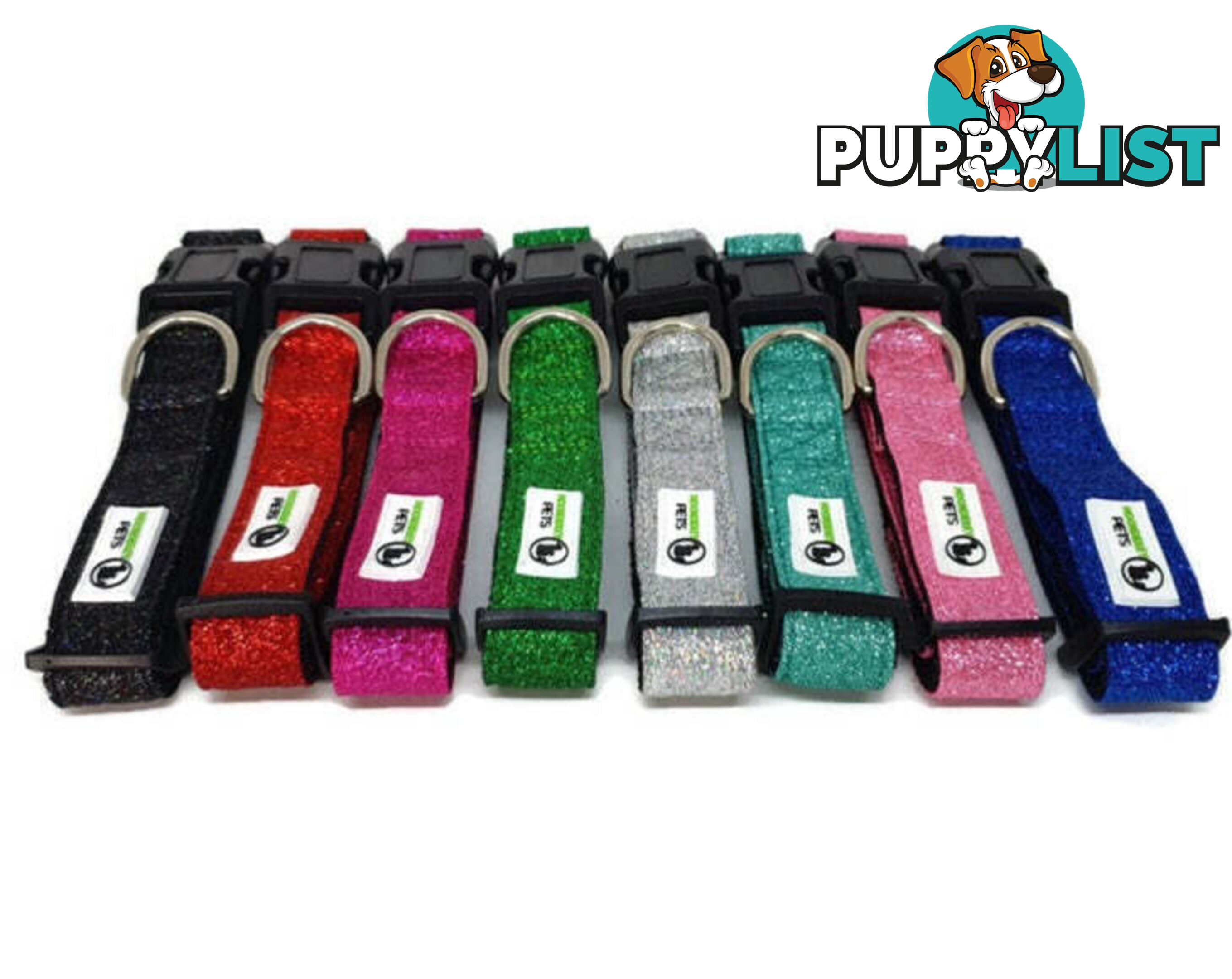 Bling Glitter Overlay Nylon Collar - Breakaway Buckle - Moondidley Pets - MDPCOLBLISBLK